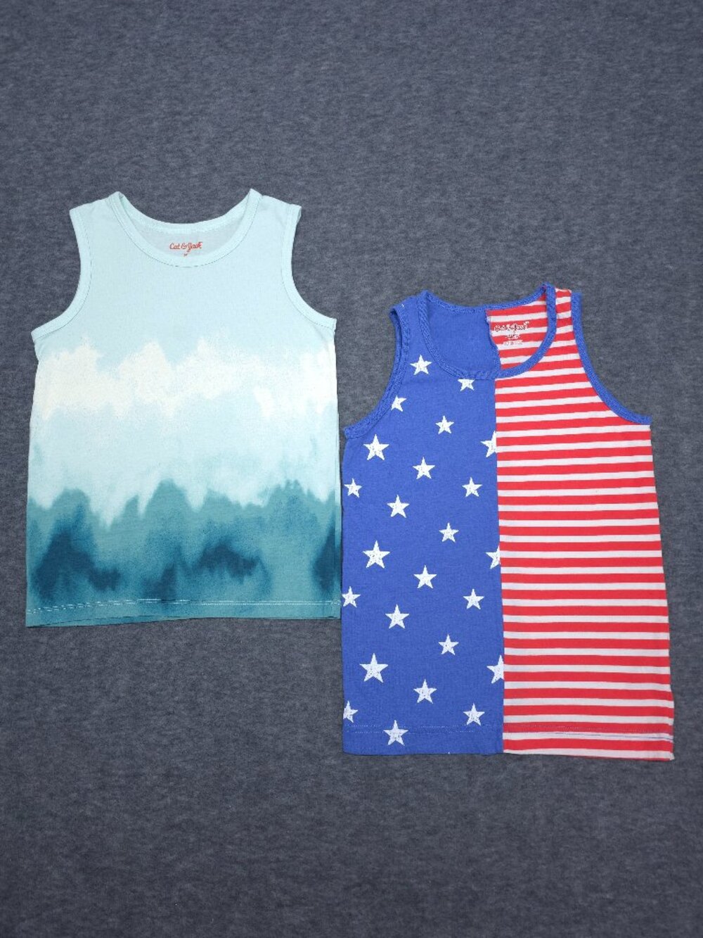 Cat & Jack Boys Tank Top Bundle XS 4/5 5T Patriotic Tie Dye